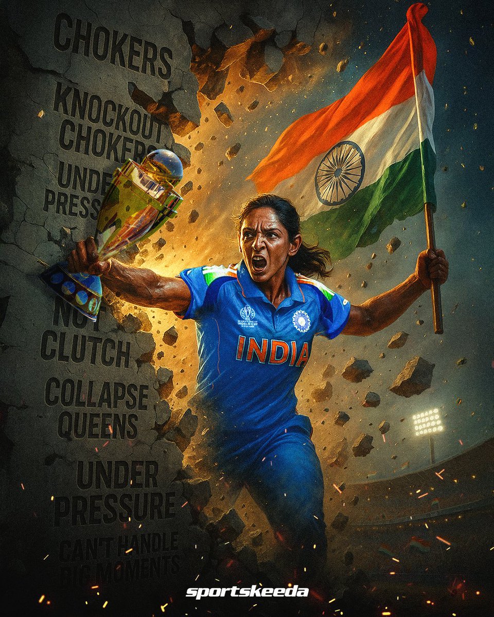 Sportskeeda's tweet image. 𝐓𝐡𝐞 𝐜𝐮𝐫𝐬𝐞 𝐢𝐬 𝐟𝐢𝐧𝐚𝐥𝐥𝐲 𝐛𝐫𝐨𝐤𝐞𝐧! 🏆

India have reached the promised land — they are 𝐖𝐎𝐑𝐋𝐃 𝐂𝐇𝐀𝐌𝐏𝐈𝐎𝐍𝐒! 🇮🇳💙

#INDvSA #CWC25 #SKC #Cricket #Sportskeeda