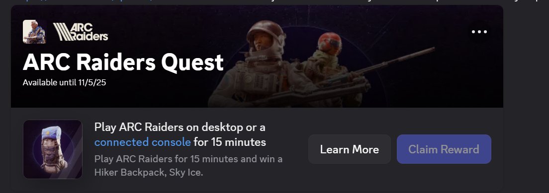 you need to claim this free <a href="/ARCRaidersGame/">ARC Raiders</a> backpack soon!  

Discord has an exclusive backpack waiting for you - but it's only available for a few days 🐼 

Did you get yours? 👇