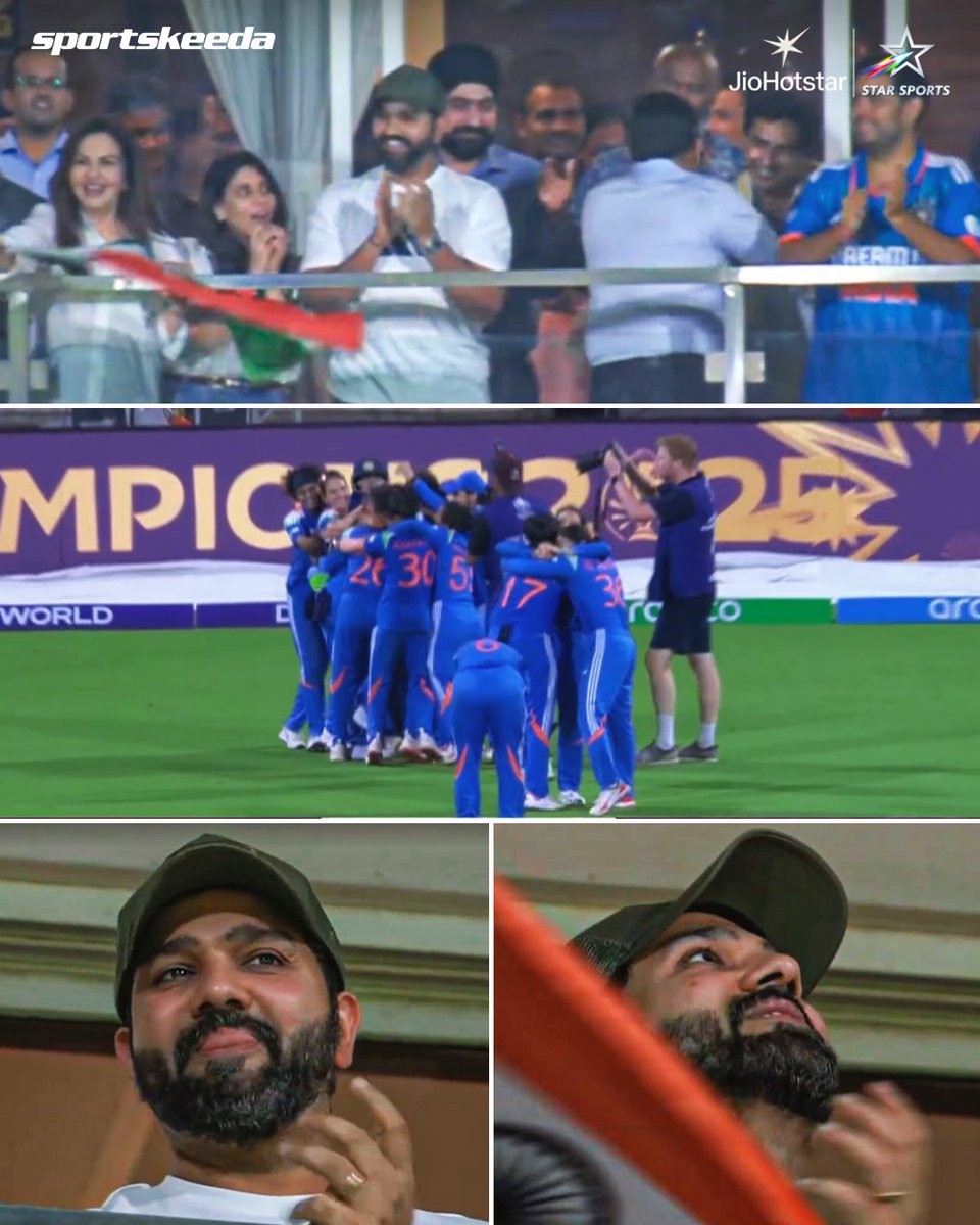 Sportskeeda's tweet image. Hitman in tears as the Cricket World Cup 2025 belongs to India! 🇮🇳🏆🥹

#INDvSA #CWC25 #Cricket #Sportskeeda