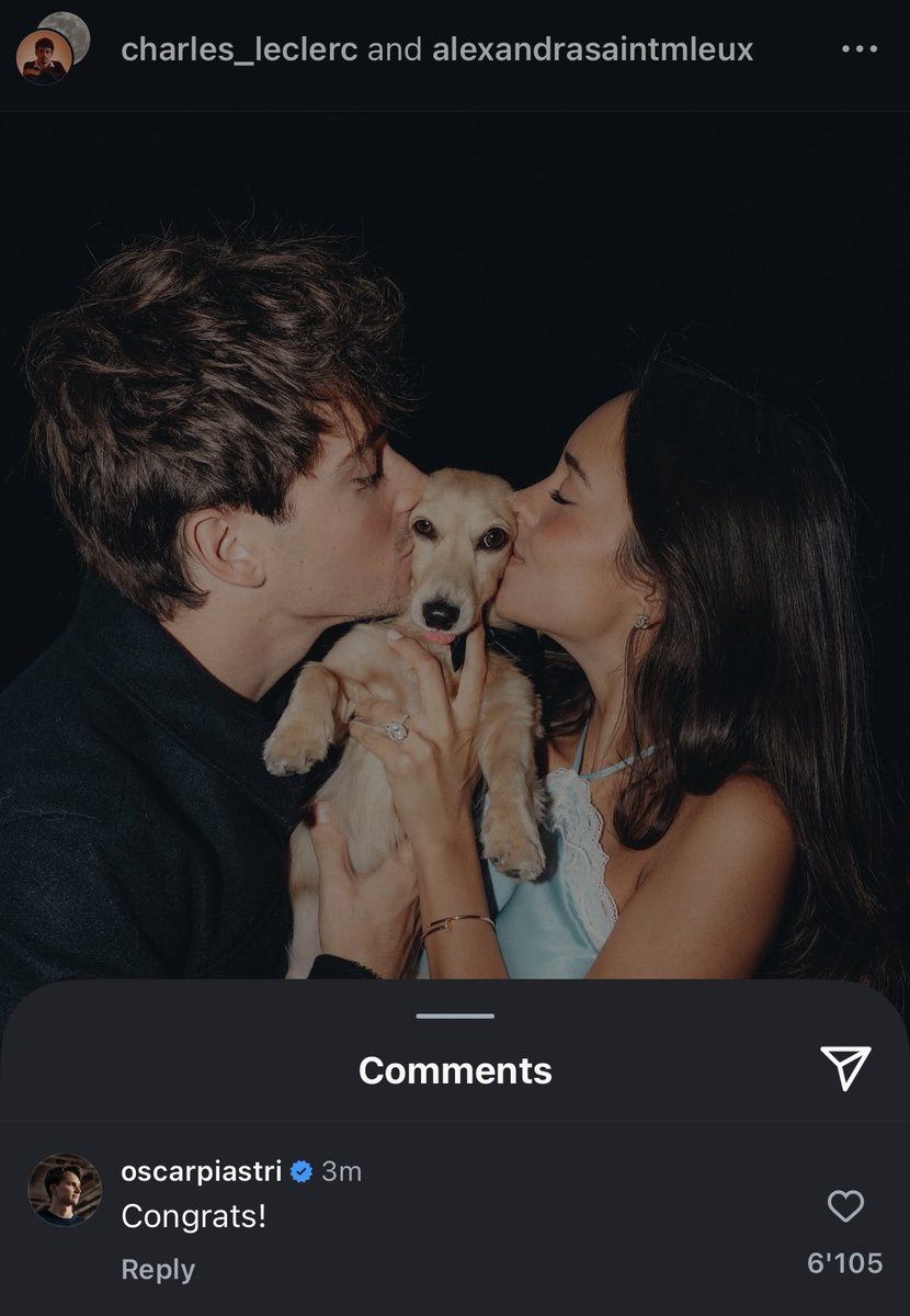 oscarpiastri81's tweet image. Oscar has congratulated Charles and Alex on their engagement. 

Either he’s always online or has notifications on 😭👀
