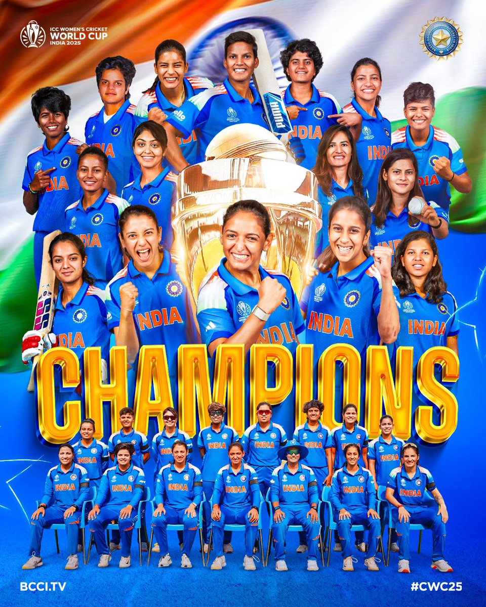 rohitksingh's tweet image. Grace in play, fire in heart —
the Indian women’s team turned cricket into art.
A billion dreams now wear blue.💙🏆
Congratulations Team India!!
What a fantabulous victory!!
@BCCIWomen