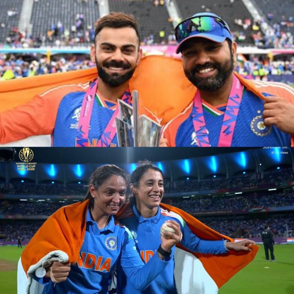 SaffronSunanda's tweet image. Smriti Mandhana and Harmanpreet Kaur recreated this on another level 🔥🔥

Women Power.
Congratulations Team India 🇮🇳

#CWC2025