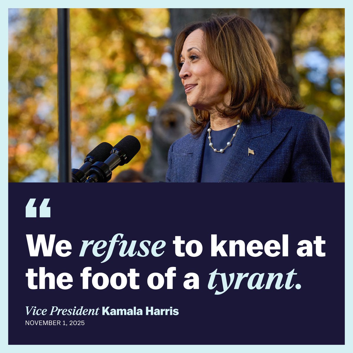 I’m with <a href="/KamalaHarris/">Kamala Harris</a>.
Democracy over tyranny.