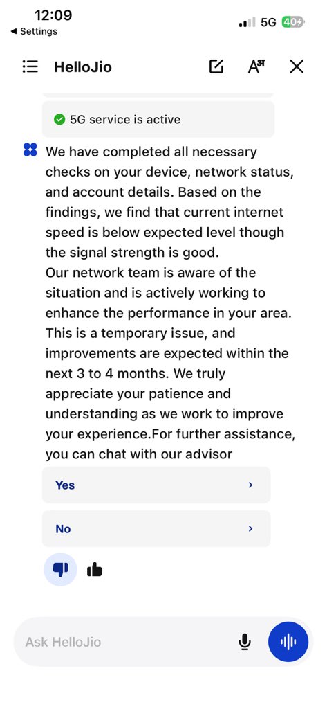 babayaga_786's tweet image. @JioCare 5G with 2 bars and &amp;lt;1 Mbps speed? Support says “wait 3–4 months” seriously? Paying for high-speed internet, not excuses. Time to port out maybe.

#Jio #Jio5G #NetworkIssue