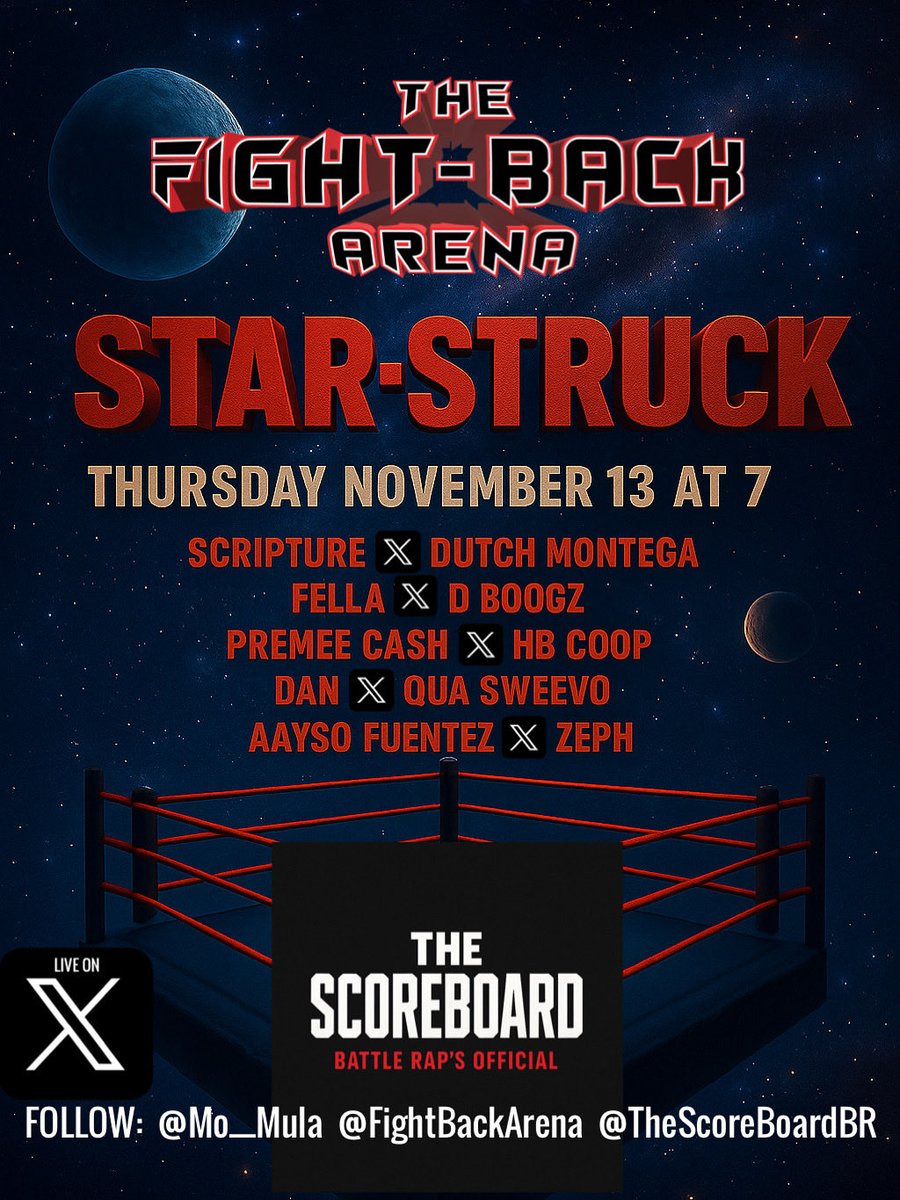 TUNE IN NOVEMBER 13th ‼️ BATTLES ON TWITTER SPACES‼️ ALL  JUDGED BY <a href="/thescoreboardBR/">The Score</a> 🔥 BROUGHT TO YOU BY <a href="/FightBackArena/">The FIGHT-BACK Arena</a> ‼️ #FBA