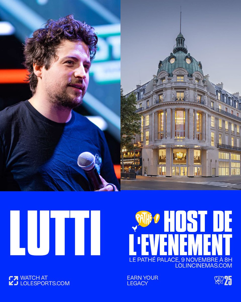 Et n'oubliez pas la watch party spéciale au Pathé Palace avec <a href="/LuttiLutti_/">Lutti</a>  en host de l'événement, des goodies et des cadeaux à gagner. 🔥

KT vs T1, une finale à ne pas manquer.