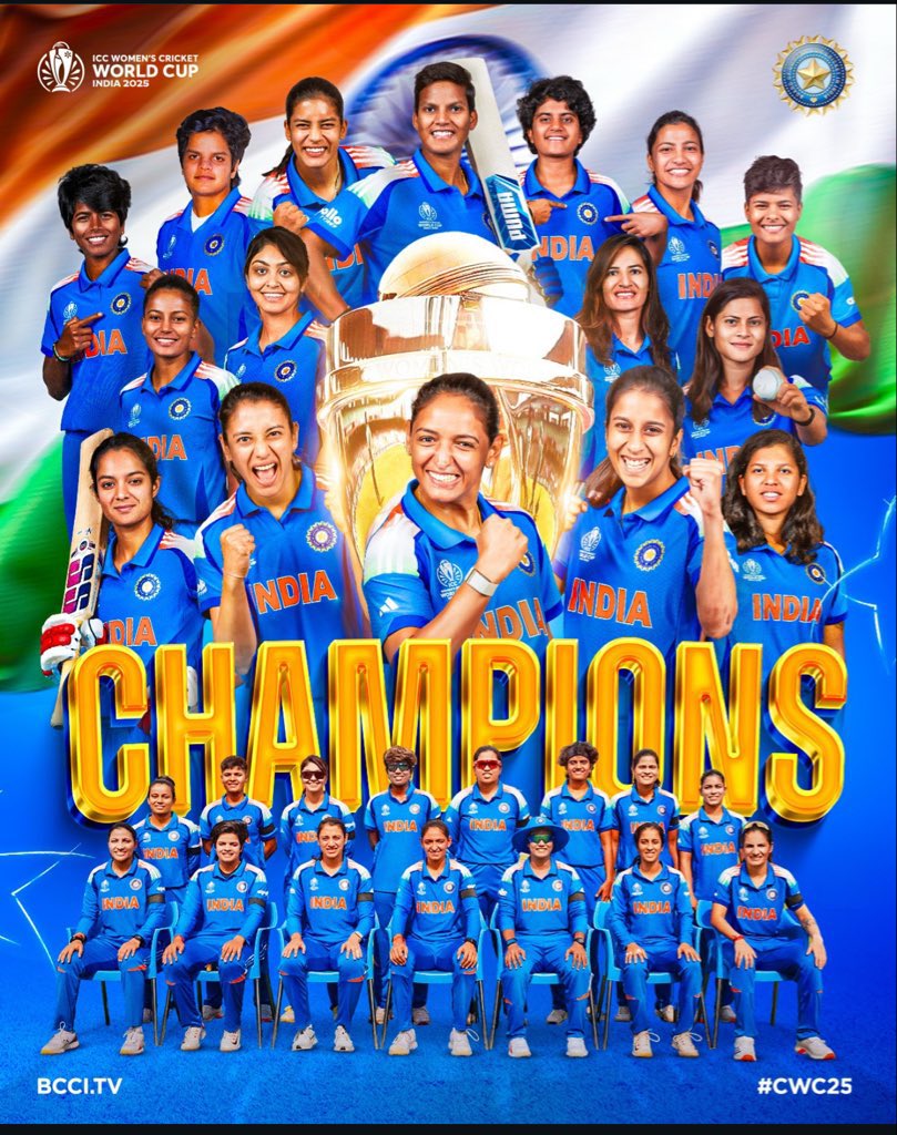 sohanjain's tweet image. 🏆🇮🇳 The Indian Women’s Cricket Team’s World Cup win isn’t just a trophy — it’s a triumph for every girl who dares to dream big. 🌟 The future of women’s sports in India has never looked brighter! 💪💙 #WomenInBlue #Champions 
#WomensWorldCup2025