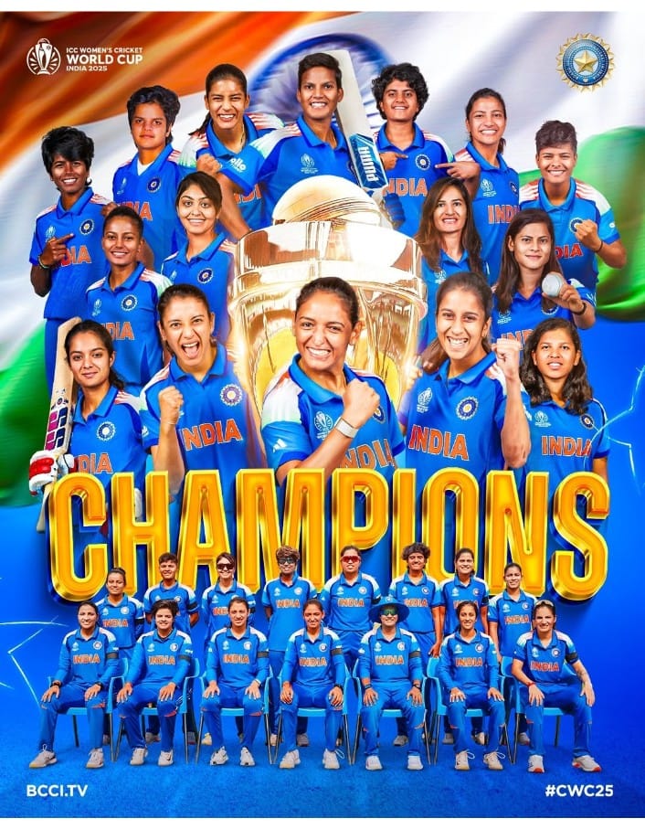 ashokajmer01's tweet photo. भारत की बेटियां - विश्व विजेता 🇮🇳
#WomensWorldCup2025 #India
#INDWvsSAW https://t.co/Jc6IGMDuFL