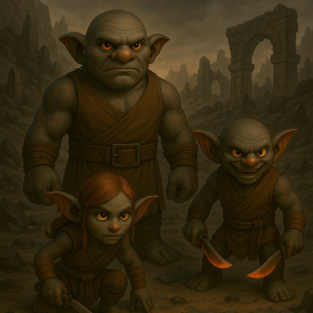 skoblin_'s tweet photo. 🌋 The Ashfang Tribe Has Risen

From the shattered spires and molten valleys of Skoria’s volcanic heartland, the Ashfang Tribe emerges — forged in fire, tempered by discipline, and bound by stone.

🪨 Clan: Rockhide
These are the mountain’s defenders — broad-shouldered warriors, silent scouts, and swift-dueling saboteurs. Raised in ash and battle-trained beneath lava-lit skies, they protect the inner caverns with unmatched tenacity.

🔥 Cracked with ember veins. Eyes like smoldering coals.
No fear. No falter.

Together they stand — sentinel, silent, and strong — amidst the ruins of ancient stone, ready to strike.

“We are not made of flesh and fear. We are forged in the mountain’s breath.”

CA: Go5Rv5FUM8Bmp9MPrPFAsARL6hDygHaMY6XrV7CGNPvM
🗻 #AshfangTribe
🛡️ #RockhideClan
⚔️ #SkoblinLegends
🧱 #ForgedInFire
🌍 #SkoriaSaga