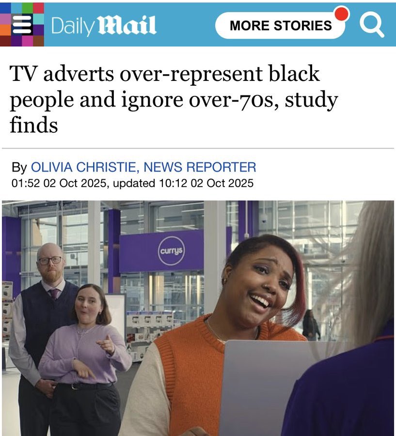 Let’s take a look at the whole “there are too many black people on TV” thing, shall we?

After Pochin claimed Black people in TV adverts “made her mad”, all her supporters tried to use 👇🏼 as their excuse for why she was somehow justified in her overt racism.

Spoiler - she isn’t!