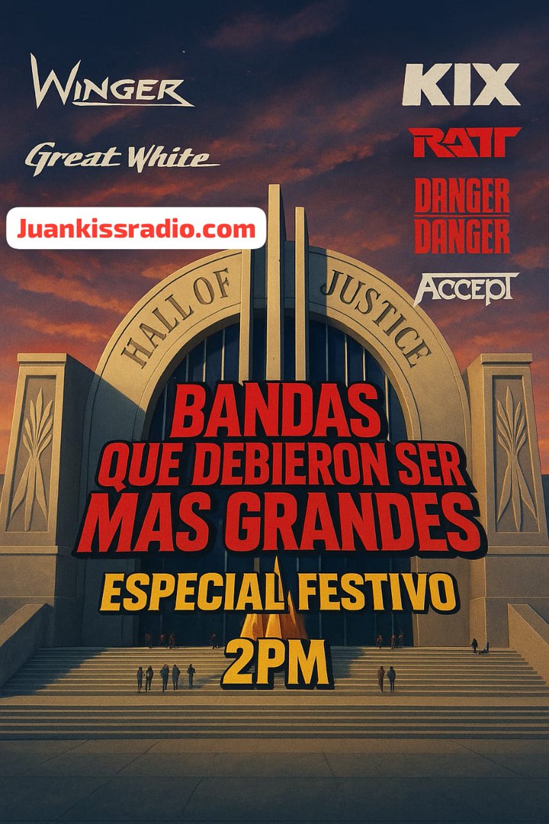 Especial festivo mañana 2 pm.
Bandas que debieron ser mas grandes.
¿Cuáles deberían estar ahí?
"El salón de la justicia"
juankissradio.com
#classicrock