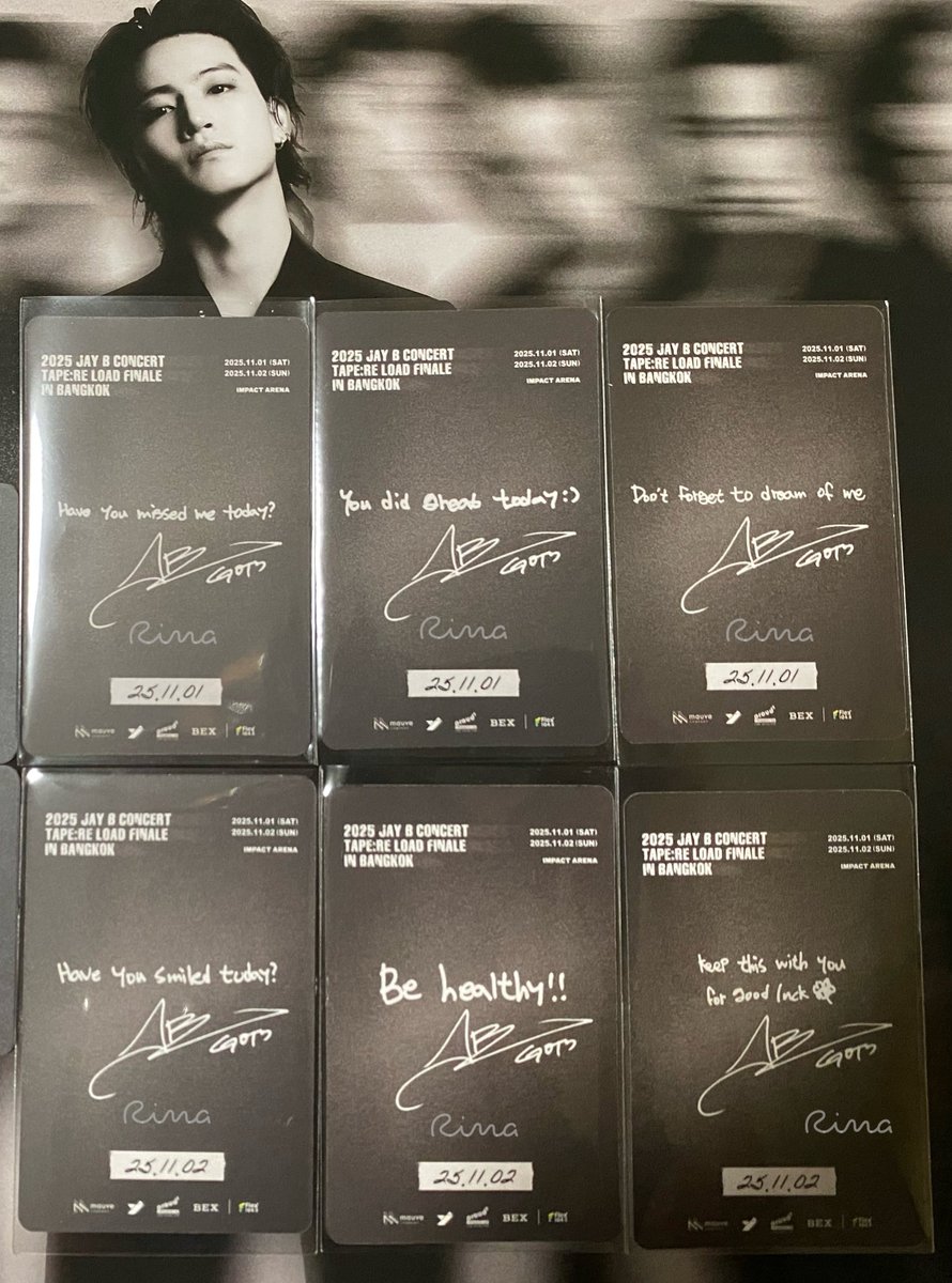 rina2theworld's tweet image. ข้อความหลังการ์ดทั้ง 2 วัน ~~ 💙💚
ขอบคุณนะแจบอม 🥹

📼 Day1: I will be your happiness forever
~ Have you missed me today?
~ You did great today :)
~ Don’t forget to dream of me

📼 Day2: l’m happy because of Ahgase ෆ
~ Have you smiled today?
~ Be healthy!!
~ Keep this with you…