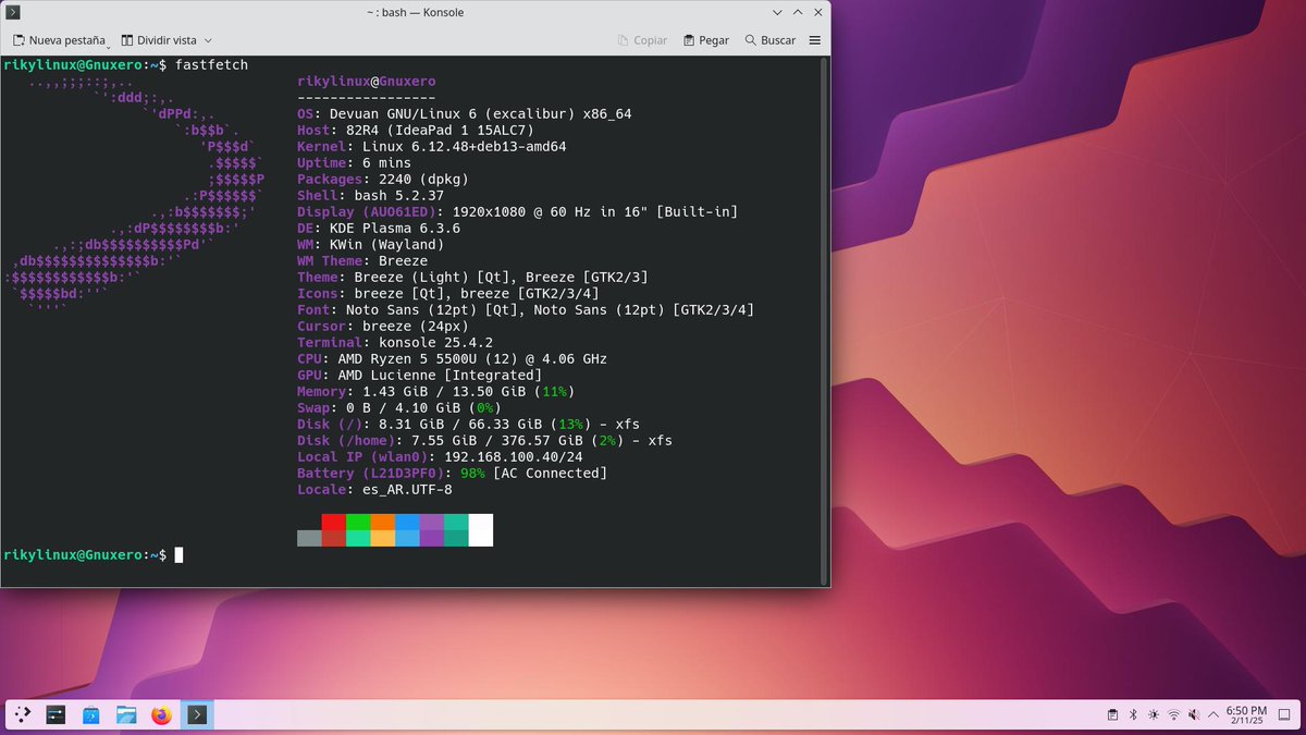 Gnuxero_ar's tweet image. #Devuan #excalibur #gnu #linux #initfreedom 
Excalibur ya instalado en la notebook, nada mal de momento.