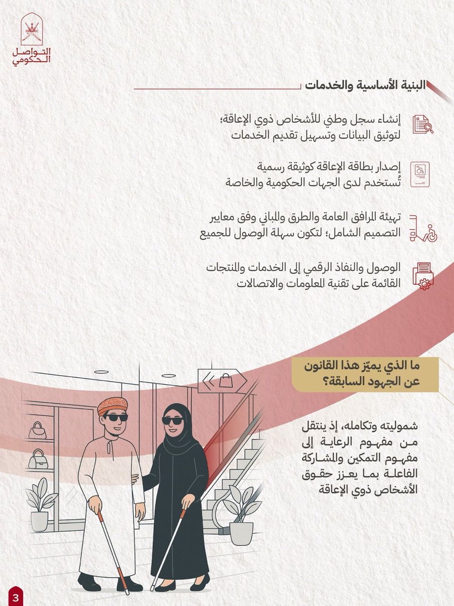 ماذا تعرف عن
 #قانون_حقوق_الأشخاص_ذوي_الإعاقة ??

امتيازات وحقوق منحت للاشخاص ذوي الاعاقه ينقلهم من مرحلة الرعايه إلى مرحلة التمكين والمشاركة الفاعله.