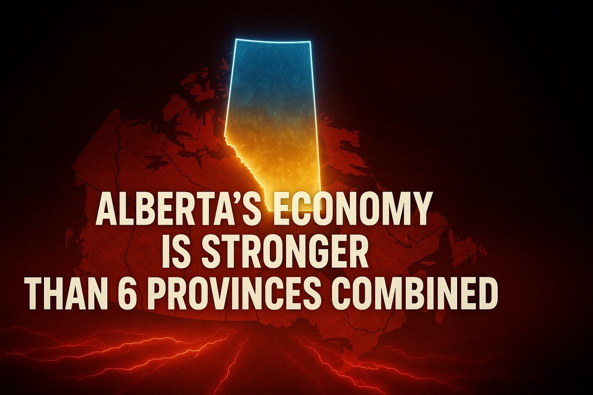 Fun fact: Alberta’s economy is worth $427 billion.

That’s more than:
• Saskatchewan
• Manitoba
• Nova Scotia
• New Brunswick
• Newfoundland
• PEI

 Combined.

This is why they fear independence.

Because Alberta doesn’t need Canada.

Canada needs Alberta.