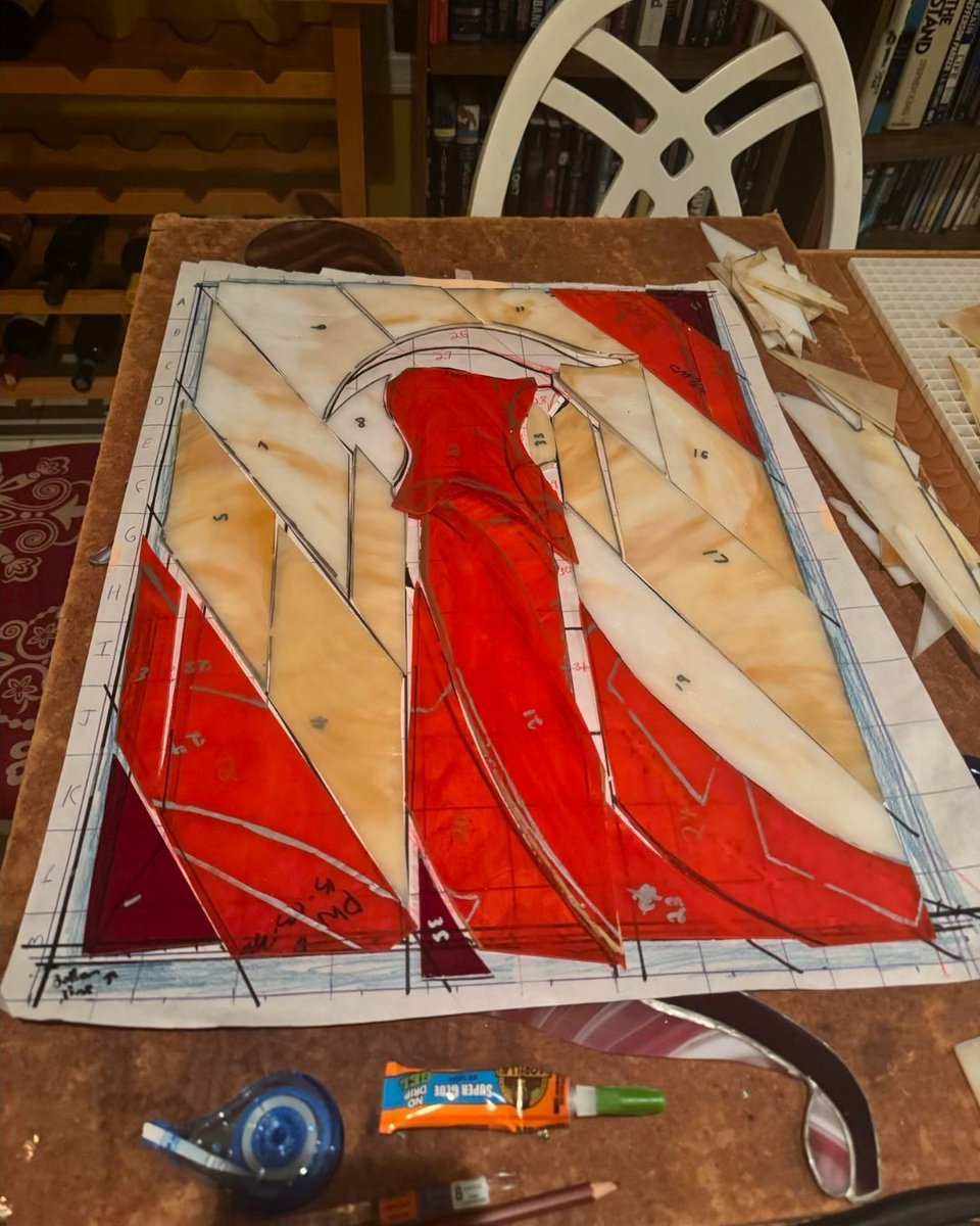 NealShusterman's tweet image. Check out the stained glass piece I’m currently working on