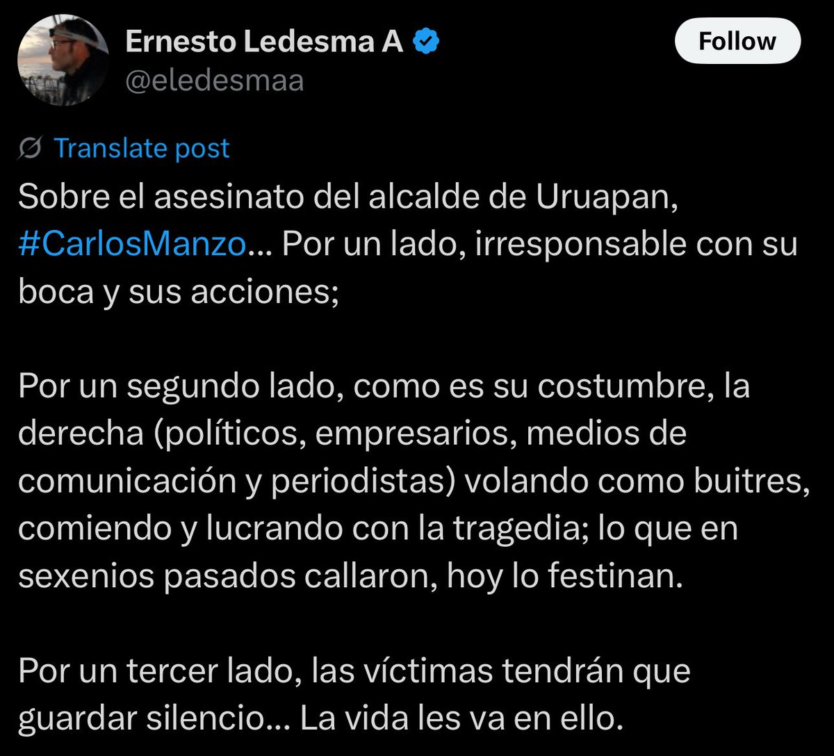 javiermalagon's tweet image. Propagandistas del régimen culpando a la víctima por “irresponsable con su boca y acciones”.

Y luego la del librito de la secta: “buitres” y “antes callaban”.

Son tan obvios.