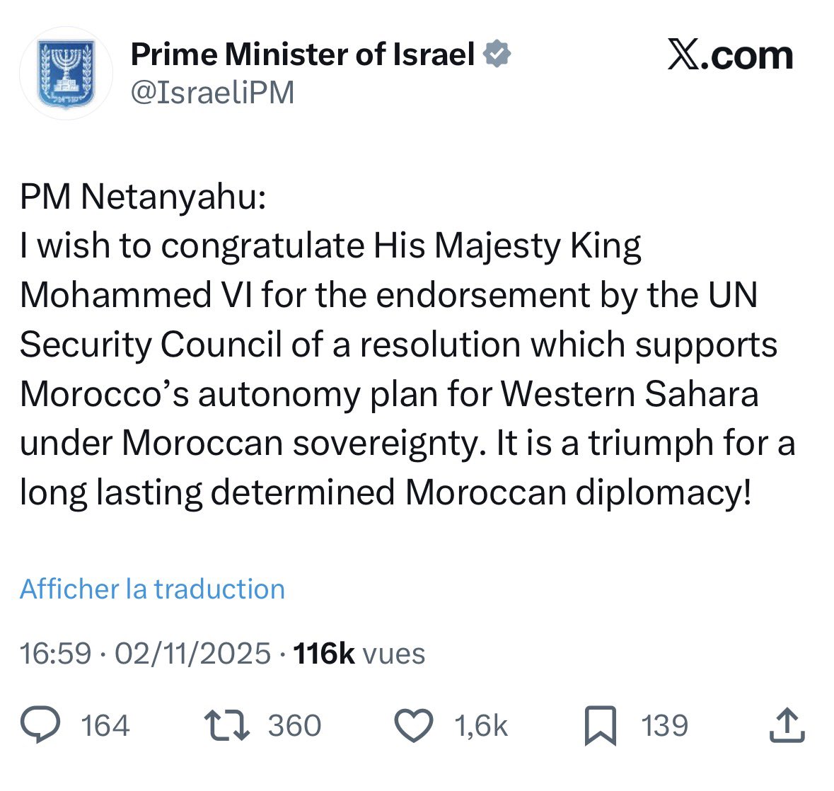 Netanyahu félicite le Maroc pour son projet d’annexion du Sahara Occidental 🇪🇭

Ces barbares se retrouvent dans l’ignominie de leurs actes sanguinaires

COLON FÉLICITE COLON 🇮🇱🇲🇦🤮