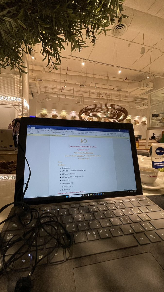 مرت سنة على إطلاق أول دليل عن التغذية الوريدية؛ أعمل الآن على تطوير الدليل وإضافة المستجدات والتوصيات الحديثة ٢٠٢٥ مع خلاصة حضوري للمؤتمرات العالمية✨

ولكل مَن يسأل عن الدليل الشامل للتغذية الأنبوبية؛ بدأت بالعمل عليه من ٢٠٢٤ يجمع كل الأساسيات والتحاليل والتدخل العلاجي للأمراض