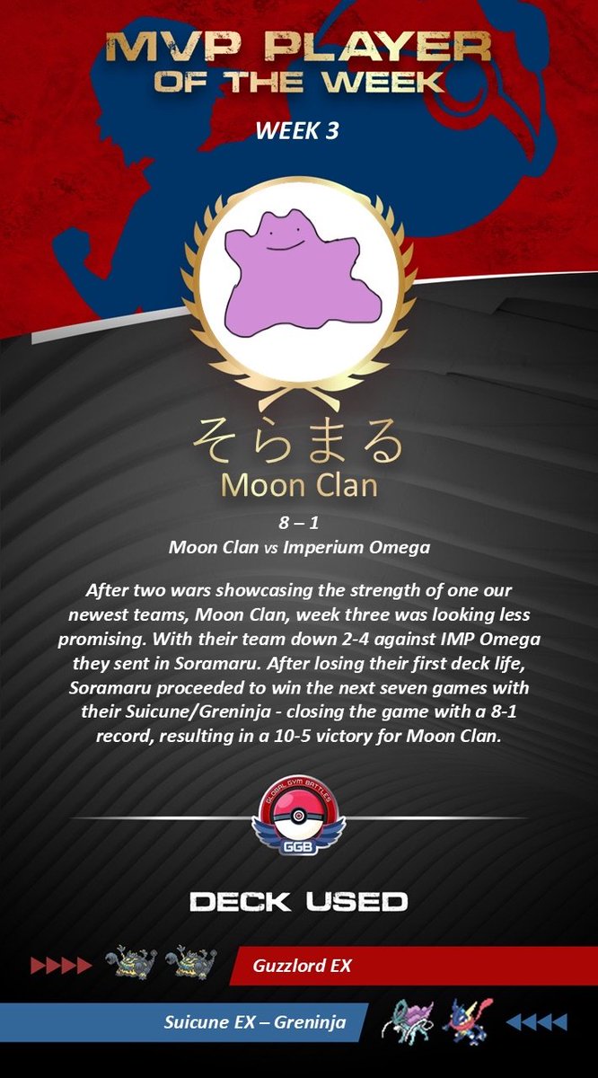 Season 3 Week 3 POTW
A round of applause for the 3rd player of the week!!👏👏 <a href="/SoramaruPTCGP_3/">そらまる@ポケポケ</a>