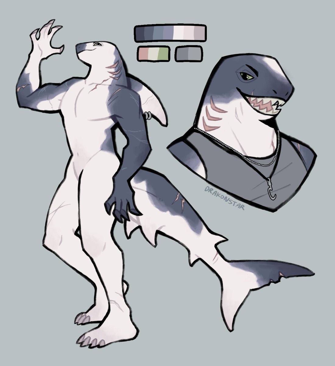 a piebald shark guy! anyone can grab him for just 💲3️⃣9️⃣!!

#arttwt #furryart #oc