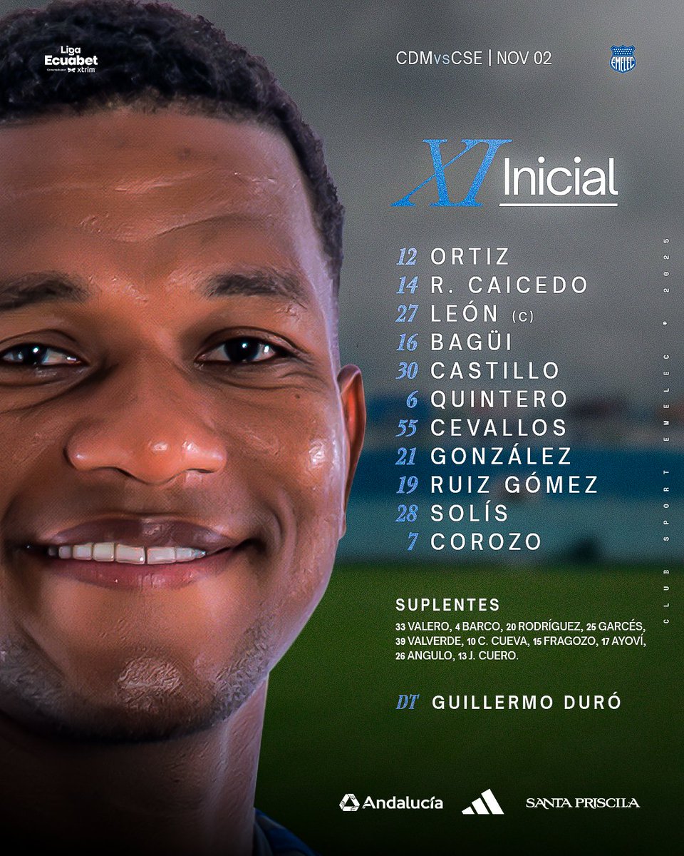 CSEmelec's tweet image. 📋 ¡El 𝑿𝑰 del 𝐂𝐥𝐮𝐛 𝐒𝐩𝐨𝐫𝐭 𝐄𝐦𝐞𝐥𝐞𝐜! ⚡️💡

#CDMvsCSE #LigaEcuabet

#DaleEmelec 🔵⚡