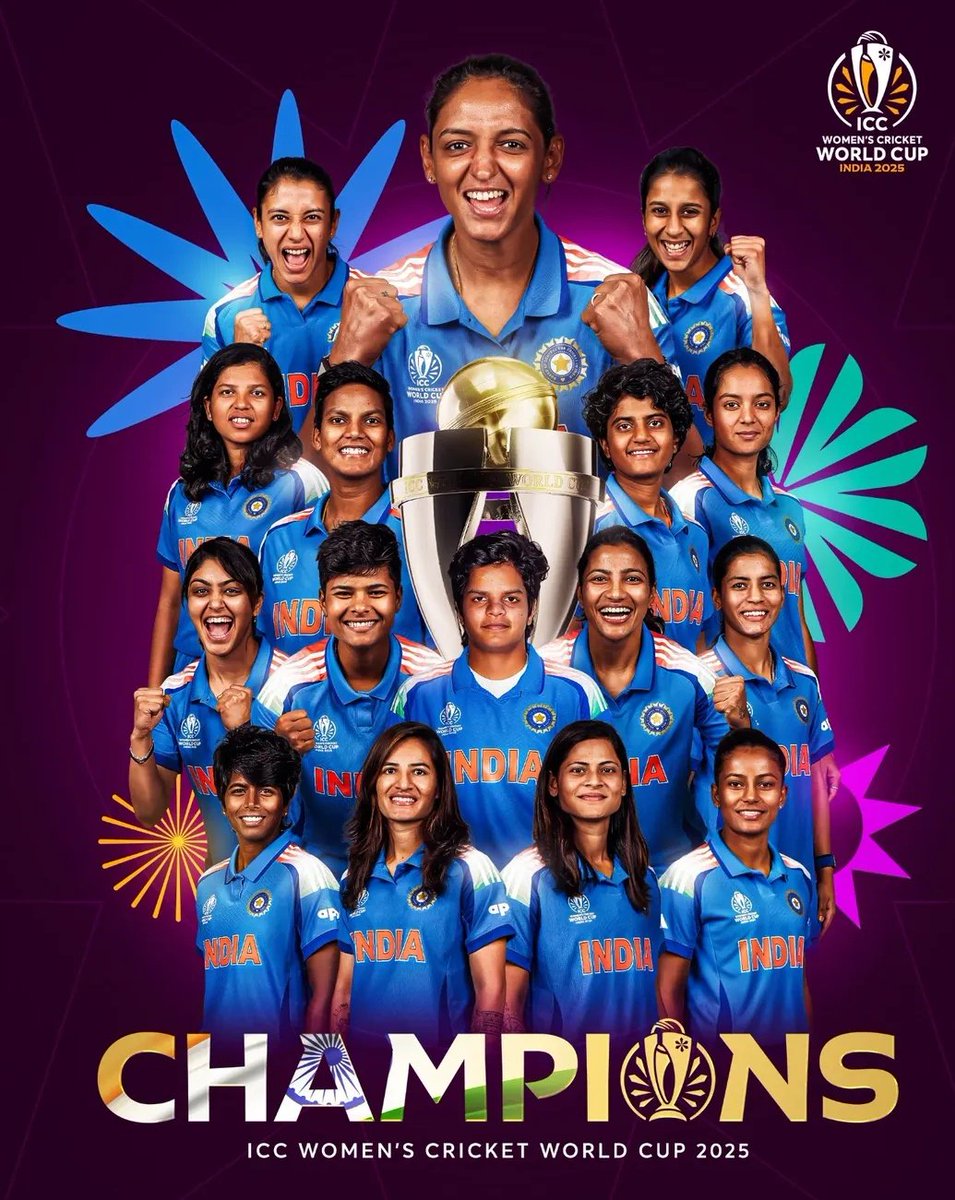 manishkcool3's tweet image. मातृशक्ति का अभिनंदन।
#ICCWomensWorldCup2025 फाइनल में दक्षिण अफ्रीका को पराजित कर भारतीय महिला क्रिकेट टीम को हार्दिक शुभकामनाएं।

यह जीत आप सभी की उत्कृष्ट ध्येय-निष्ठा और अटूट परिश्रम का प्रतिफल है,देश के युवाओं के लिए प्रेरणा है।

आप सभी को स्वर्णिम भविष्य की अनंत शुभकामनाएं!