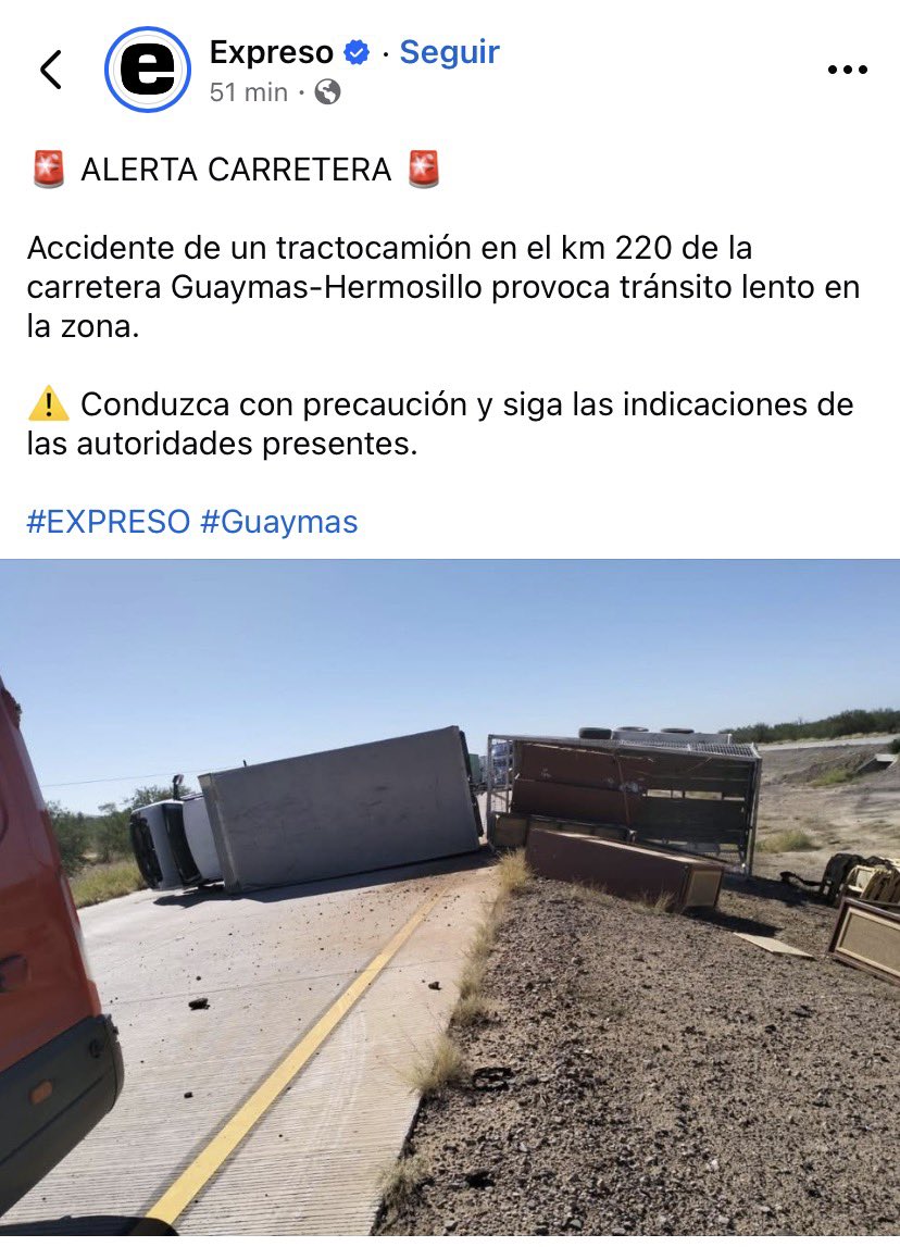 Pero creen que convirtiendo la carretera a Kino en 4 carriles se acabarán los accidentes viales.
Para evitar siniestros se necesita moderar la velocidad y no permitir rebases.

Imagen de <a href="/Expresoweb/">EXPRESO</a>