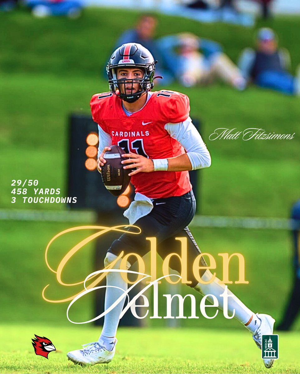 Wes_Football's tweet image. Congratulations to junior QB Matt Fitzsimons for earning his second NEFW Golden Helmet for D2/D3🌟

#RollCards #BestOntheField