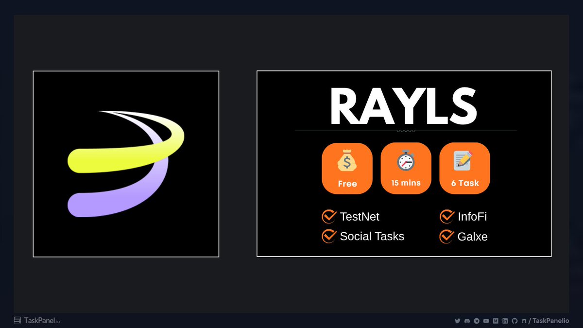 taskpanelio's tweet image. Rayls Airdrop Tasks 🏦

Join the CONFIRMED $RLS airdrop from Rayls, the project bringing banks on-chain, backed by Mastercard &amp;amp; $32M in funding!

Start collecting points for the airdrop.

📝 Tasks: Galxe, Testnet Waitlist, Fuul, Cookie 
💰 Cost: Free 
⏱️ Duration: ~15 Mins

Guide…