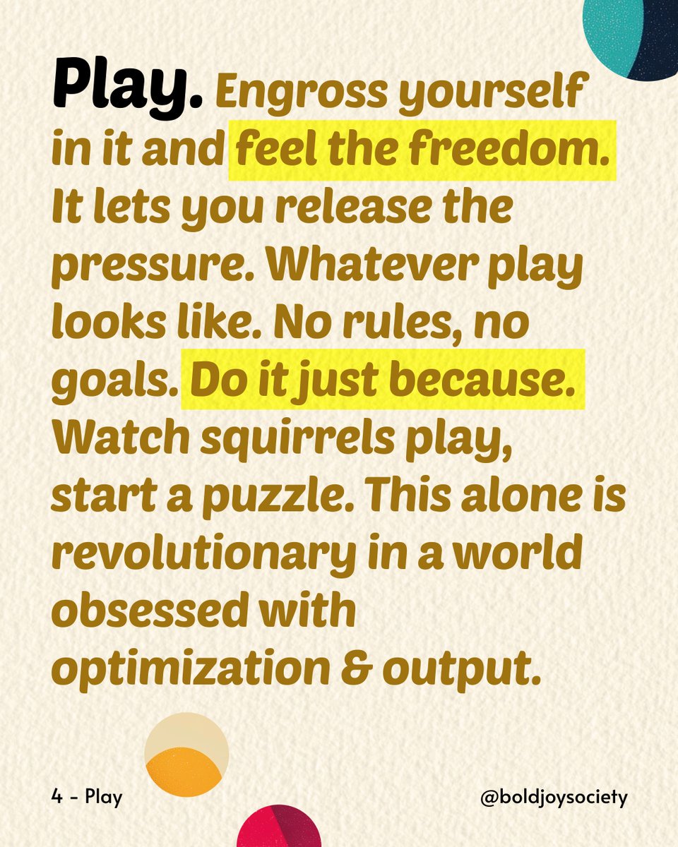boldjoysociety's tweet image. Your body needs clean food, air an water. Your mind needs more silence &amp;amp; a clear space. Your spirit needs play. Do this to create the conditions for joy. This is how you reclaim that feeling of being alive #CreateJoy #mindBodySpirit #SelfCare #RespectYourBody #ClearYourMind #Play
