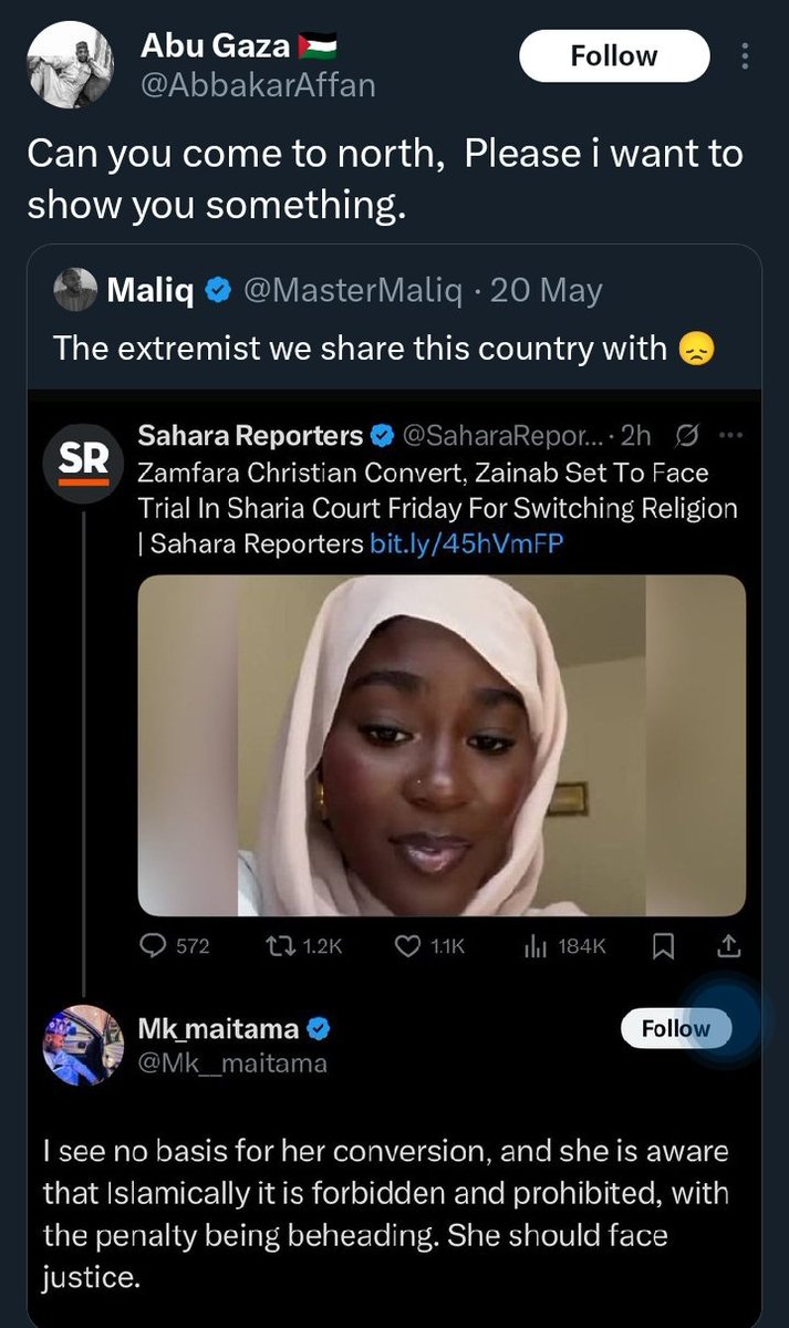 MasterMaliq's tweet photo. Praised as an ideal Muslim by Arewa Muslims, he gets respect, while I, who preach against k1lling in Islam’s name, get insults.😊 https://t.co/3xOYuFgRkH