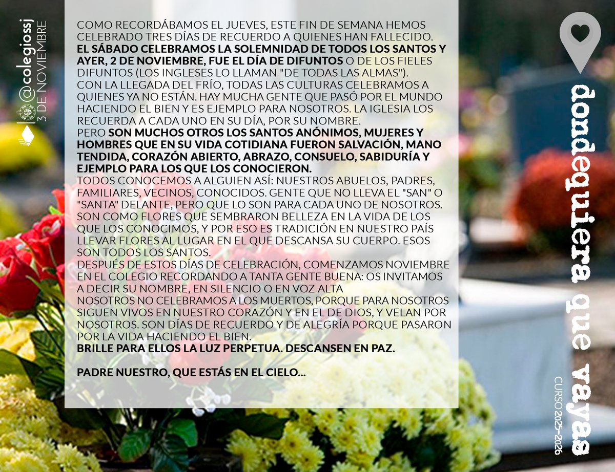 #OraciónDeLaMañana #3deNoviembre Sobre #TodosLosSantos y todas las almas...