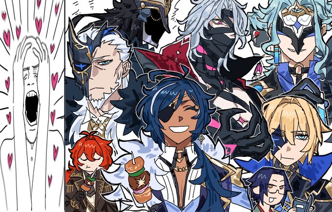 ディルック(原神) ,ガイア(原神) 「再掲 推し」|しゅけのイラスト