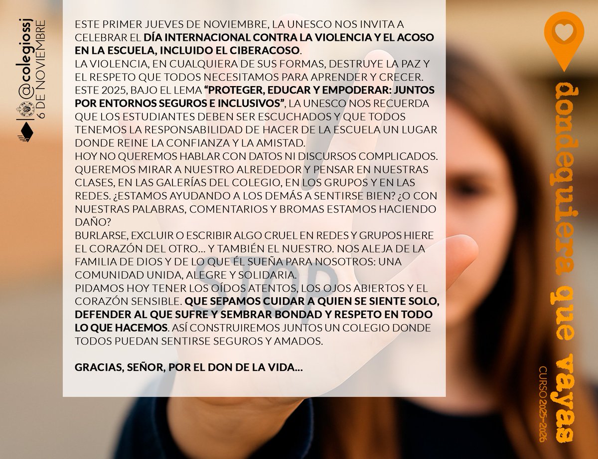 #OraciónDeLaMañana #6deNoviembre Sobre el #DíaContraelAcosoEscolar #StopBullying