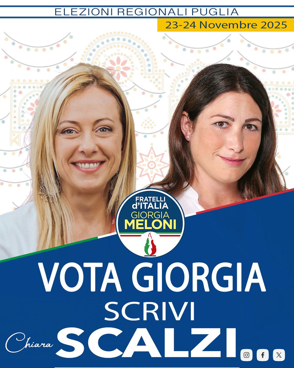 Sempre dalla stessa parte , con Giorgia, accanto a chi ogni giorno sceglie di non arrendersi.
Per la tua terra, la nostra #Puglia , il nostro #Salento . Il Salento  che batte nel cuore di tutti.
#regionali2025 #regionalipuglia  #chiarascalzi  #scriviScalzi #LobuonoPresidente