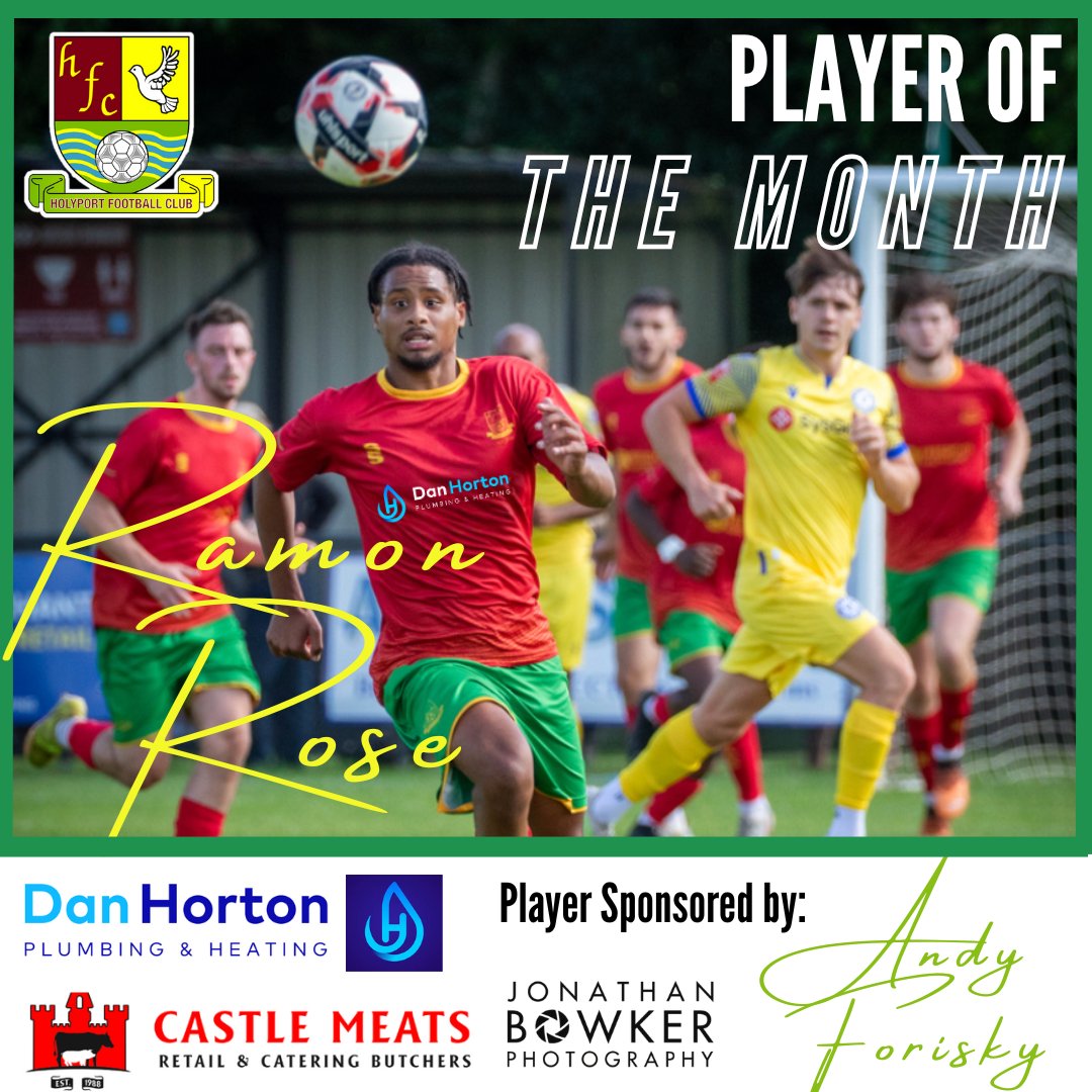 🛑 POTM REVEALED 🛑
Ramon Rose <a href="/incogrs/">Ramon Rose</a> takes home October's POTM crown! 🏆🔥

Recognised by #Port management for his consistent and reliable solid performances 👏

Thx to sponsors #DanHorton <a href="/MeatsLtd/">Castle Meats (Burnham) Ltd</a> &amp; <a href="/Andy_Frisky/">Andy Forisky</a> ♥️💚

📸 #jonathanbowkerphotography #HolyportFC #POTM @comcofl
