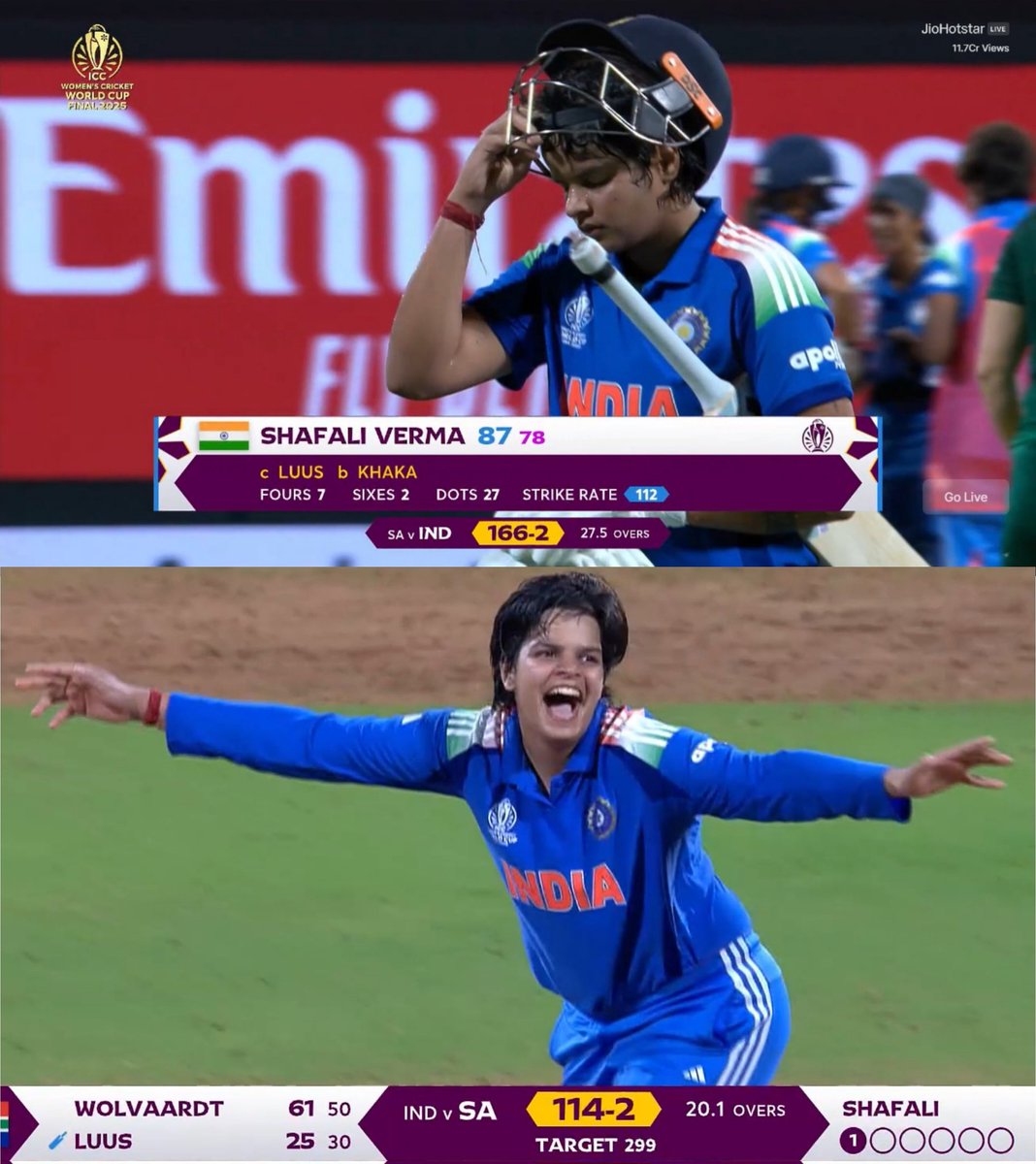 जिस लड़की को टीम में चुना तक नहीं गया था. उसने फाइनल में जीत की इबारत लिख दी. मौका मिलते ही पीट दिया. बिल्कुल फिल्मी कहानी.

नमन रहेगा शेफाली