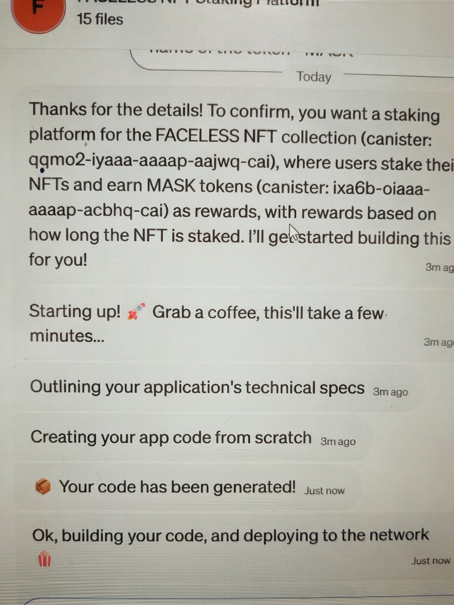 ICpfan9's tweet image. Starting the development today using @caffeineai for FACELESS NFT staking platform. 

Let&apos;s see how it goes ...
#ICP
#NFT