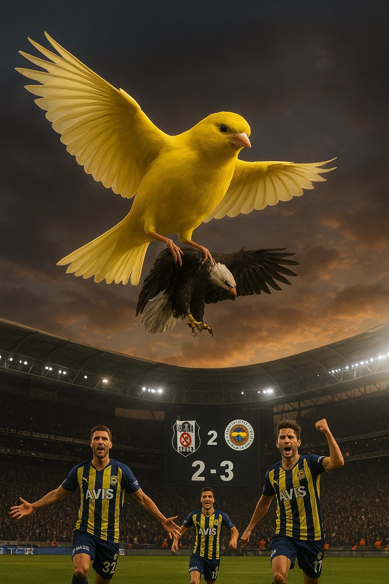 Kanarya bu akşam Kartalı Beşiktaş semalarından uğurladı 🦅➡️💛💙
Skor: 2-3 🔥
#Derbi #ZaferGecesi #KadıköydeBayram #BJKvFB  #Fenerbahçe #fb Sergen 😂

83 Jhan Duran
45+ Marco Asensio
32 İsmail Yüksek
