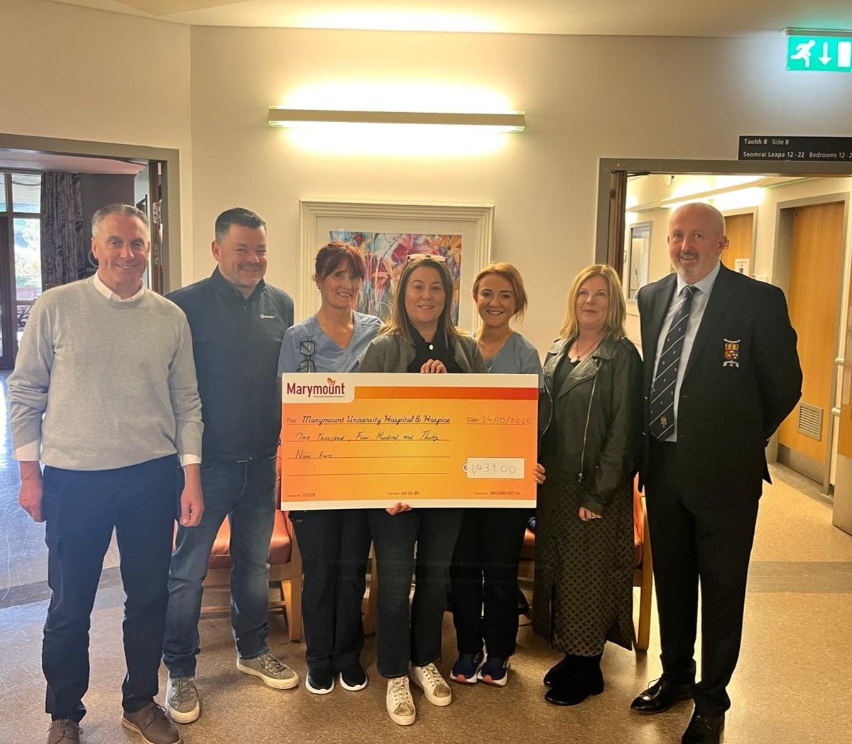 collegecors's tweet image. Sincere thanks to all for their generosity in support of Marymount &amp;amp; IMNDA in memory of our dear friend Caleb Sheehan at the recent Victory Dinner. The donation raised €1,400 for each charity. We were delighted to have Caleb&apos;s wife Catherine to present the cheque to Marymount.