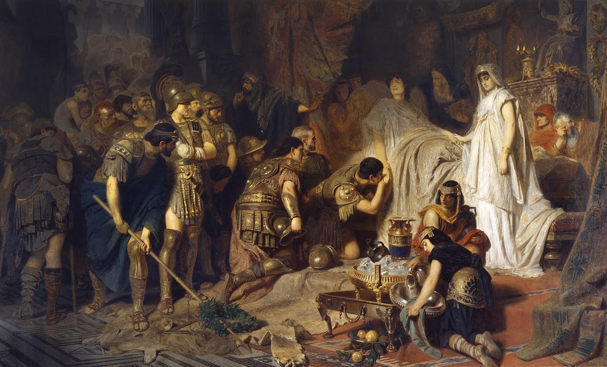 Karl von Piloty (1826-1886 German painter known for historical subjects)
"Alexander the Great dying takes farewell to his army"