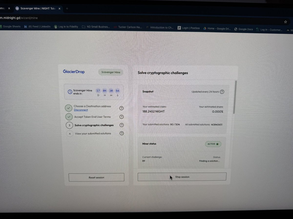 I appreciate the fact that if I accidentally close my browser, as soon as I pull it back up, it seamlessly continues. How’s everyone’s midnight mining going today?

sm.midnight.gd

$NIGHT @cardano <a href="/MidnightNtwrk/">Midnight</a> $ADA