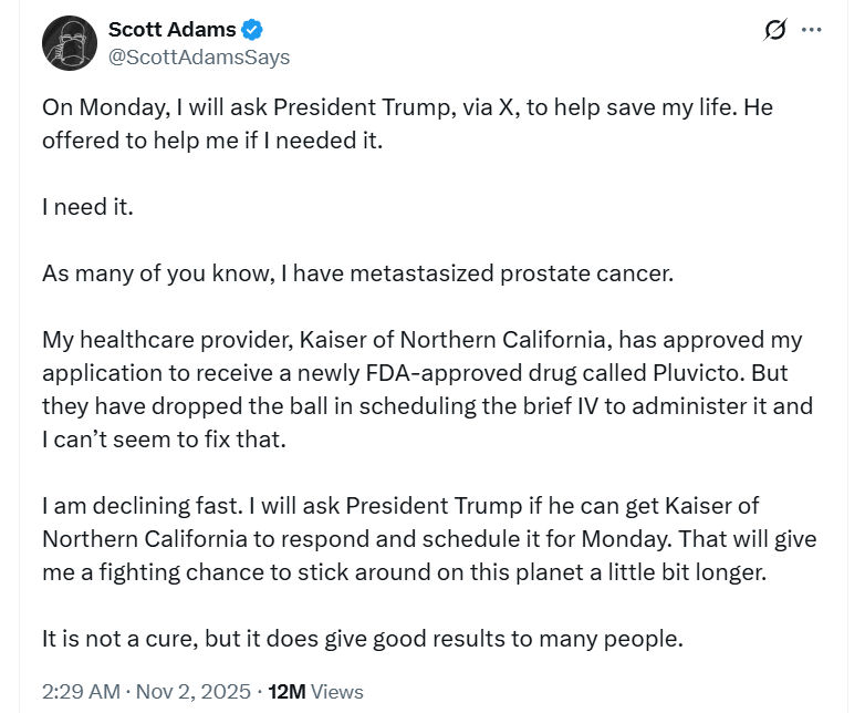 MakisMedicine's tweet image. NEWS: I tried to help Scott Adams @ScottAdamsSays and his Stage 4 Prostate Cancer.

Scott quit after 1 month and then attacked me and went out of his way to hurt my family as much as he possibly could. 

He also tried to hurt thousands of other cancer patients in the process as…
