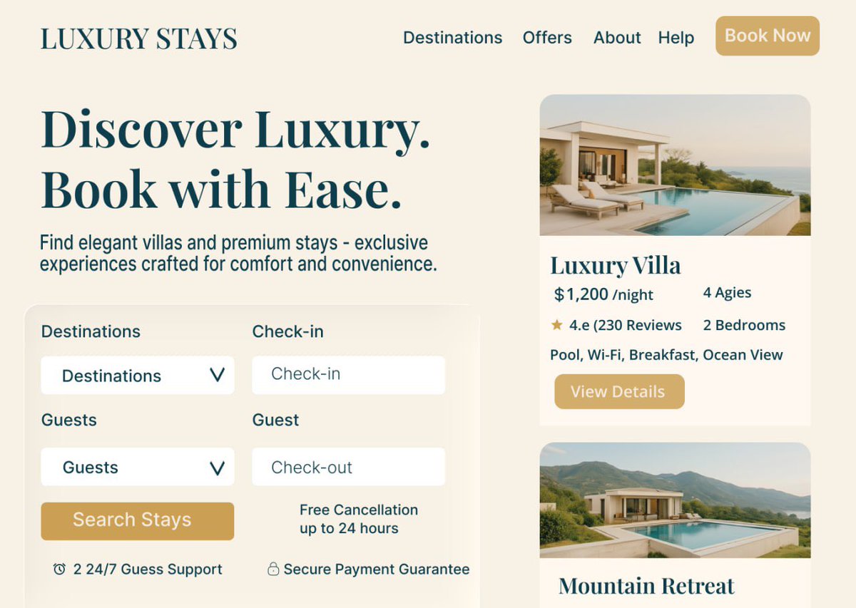 Iam_benjamins's tweet image. Grand day CT 
Day #2of8 @ChaindustryACD ✨🔥
Hero Web page for a luxury vacation platform ✅
Plus 2 social media ad flyers ✅
@dsign_mama 
#productdesigns #UIUX #Web3Community #designer #web3 #algorithm