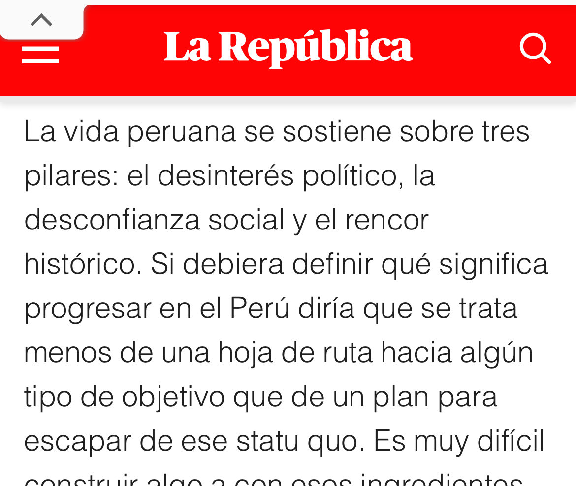 Alberto Vergara: “La vida peruana se sostiene sobre tres pilares: el desinterés político, la desconfianza social y el rencor histórico…Es muy difícil construir algo con esos ingredientes nacidos para bloquear la asociatividad, el compromiso y la posibilidad del mediano plazo.”