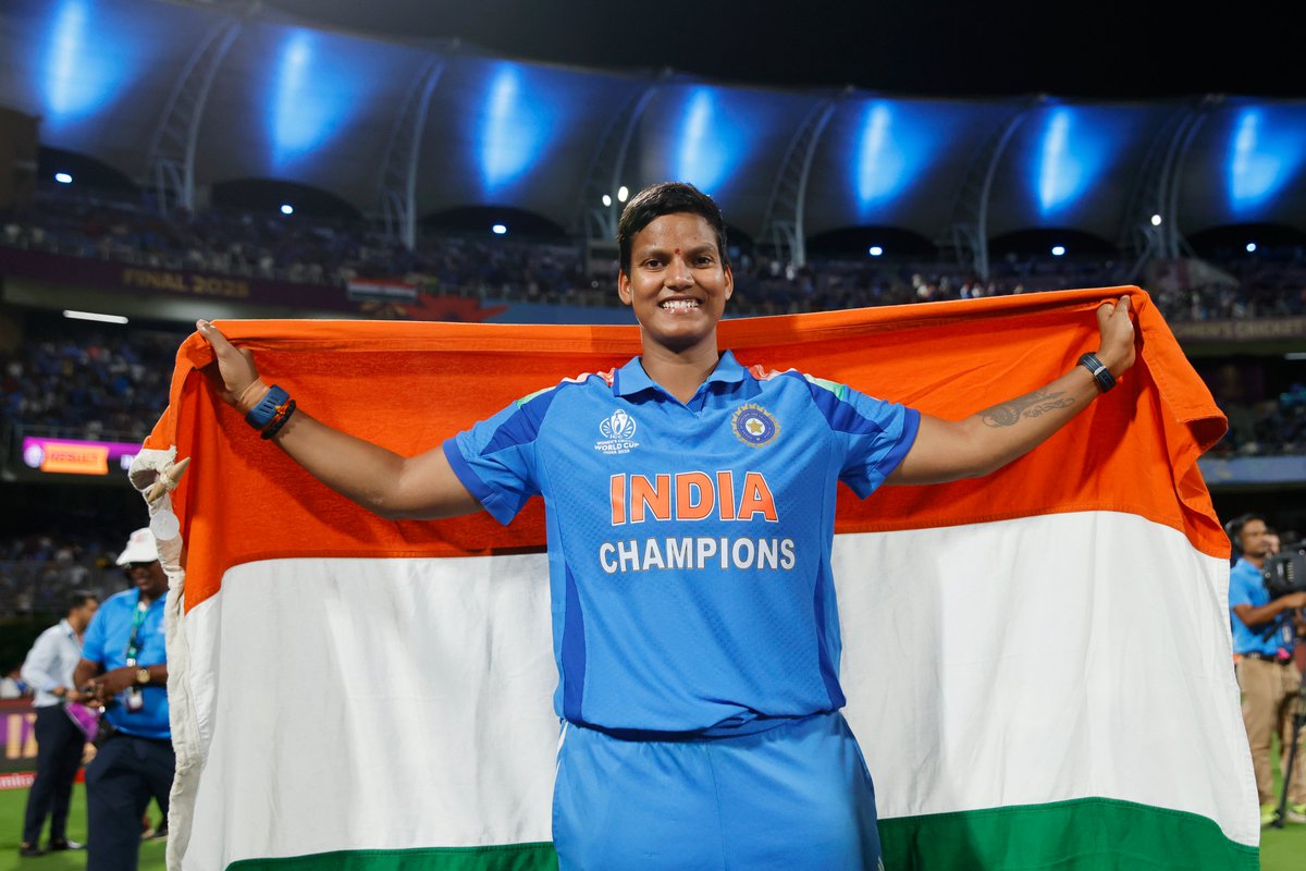 TheKhelIndia's tweet photo. SPECIAL APPRECIATION POST FOR DEEPTI ⭐

215 runs &amp; 22 wickets in the World Cup! 🔥

A match-winning 58 runs &amp; 5 wickets in the Finals

Once trolled for her selection in the Indian Team, Now crowned Player of the Tournament!

TAKE A BOW, DEEPTI SHARMA! 🇮🇳💙 https://t.co/86dVHivLmT