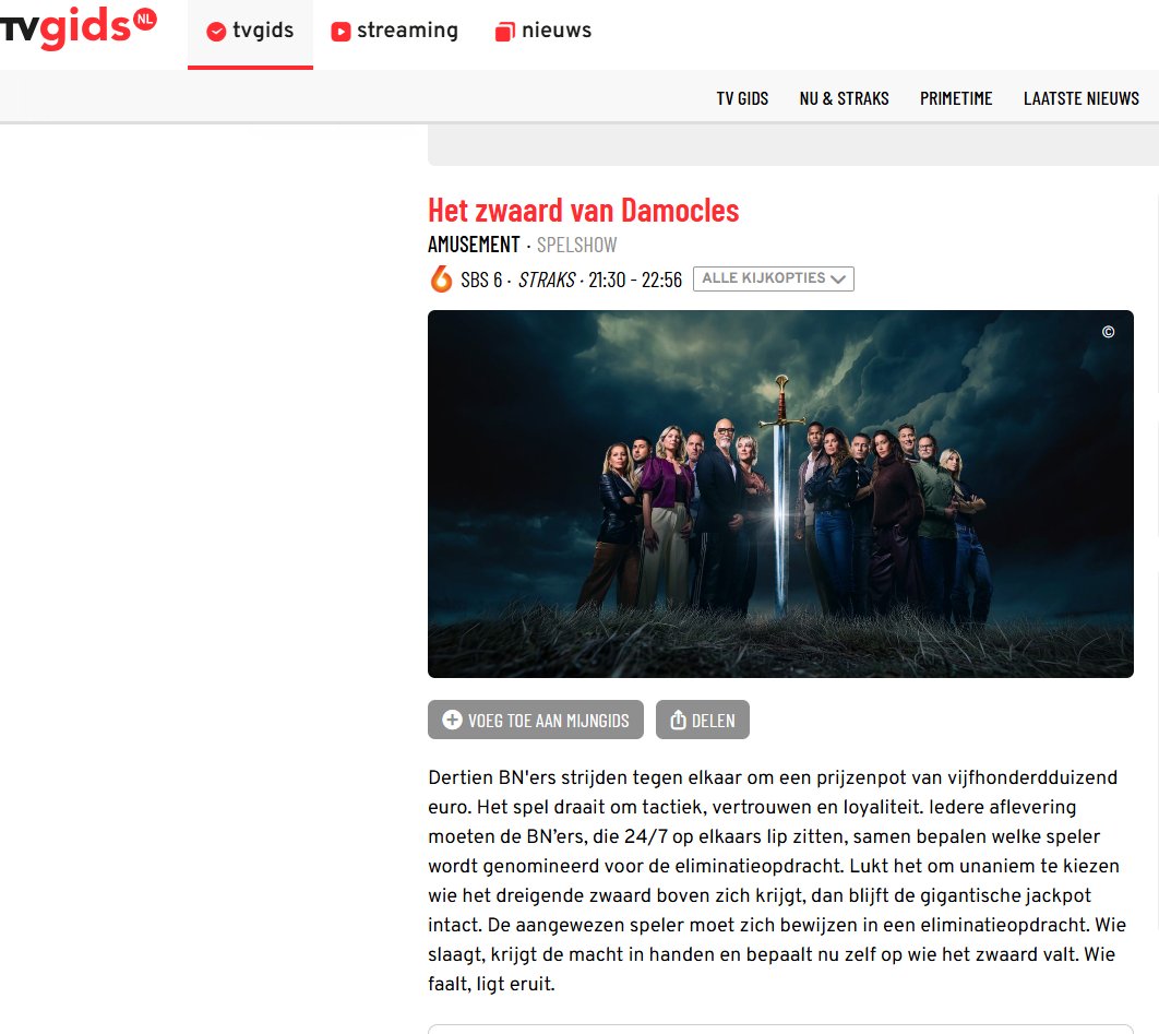 EllyDriebergen's tweet image. Zo eens kijken of dat wat is.📺
#HetZwaardvanDamocles