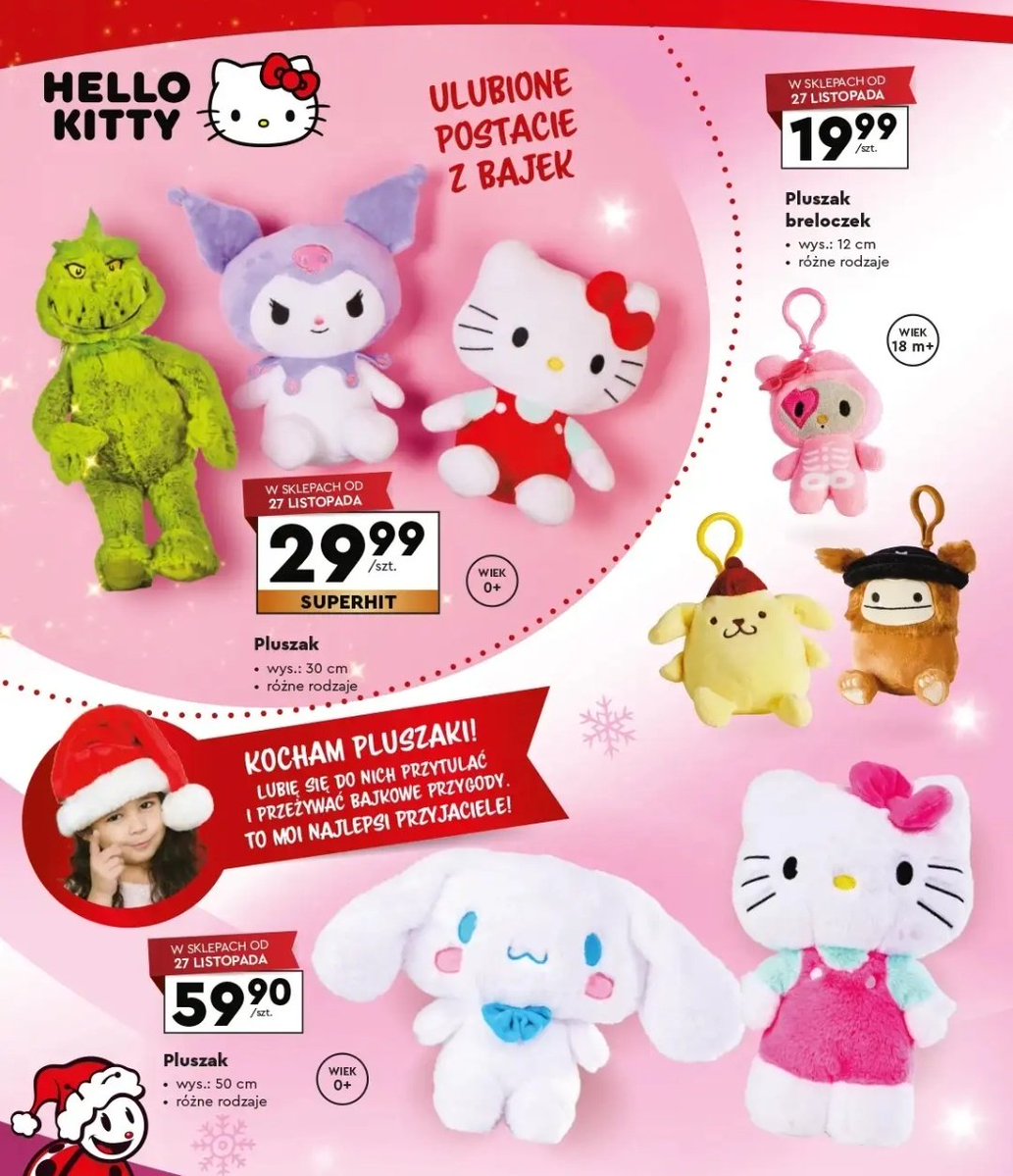 BlossomSlavic's tweet image. Uwaga! Od 27 listopada w biedronce sanrio pluszaki.