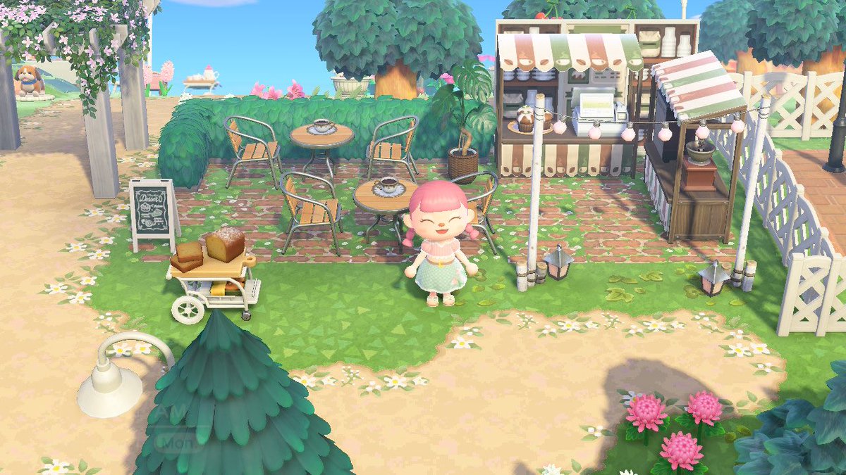 berryy_ow's tweet image. since acnh is having a huge update. i thought it’d be nice to share some of my fav spots on my island! ☕️🍰🌷💗 | #ACNH